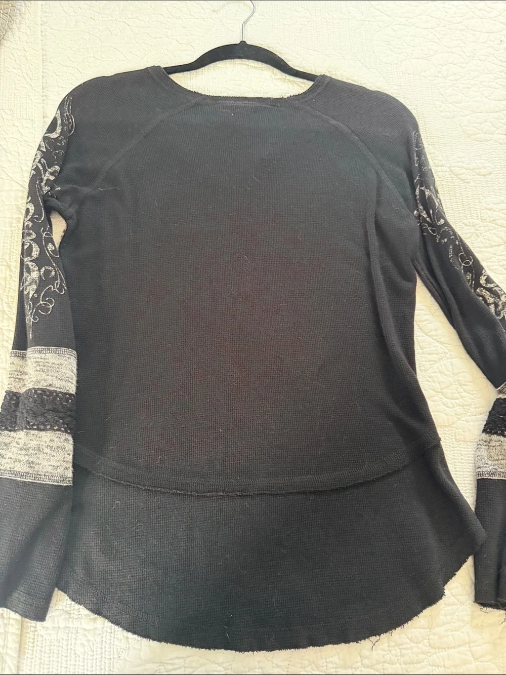 Ed Hardy Black & Gray Graphic Raglan Thermal Top